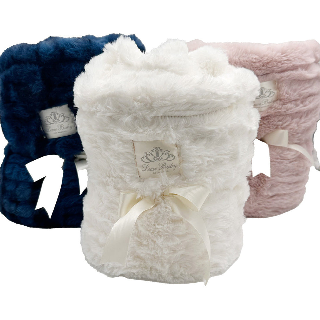Pebbles Baby Blanket-Blush-Navy & Cream