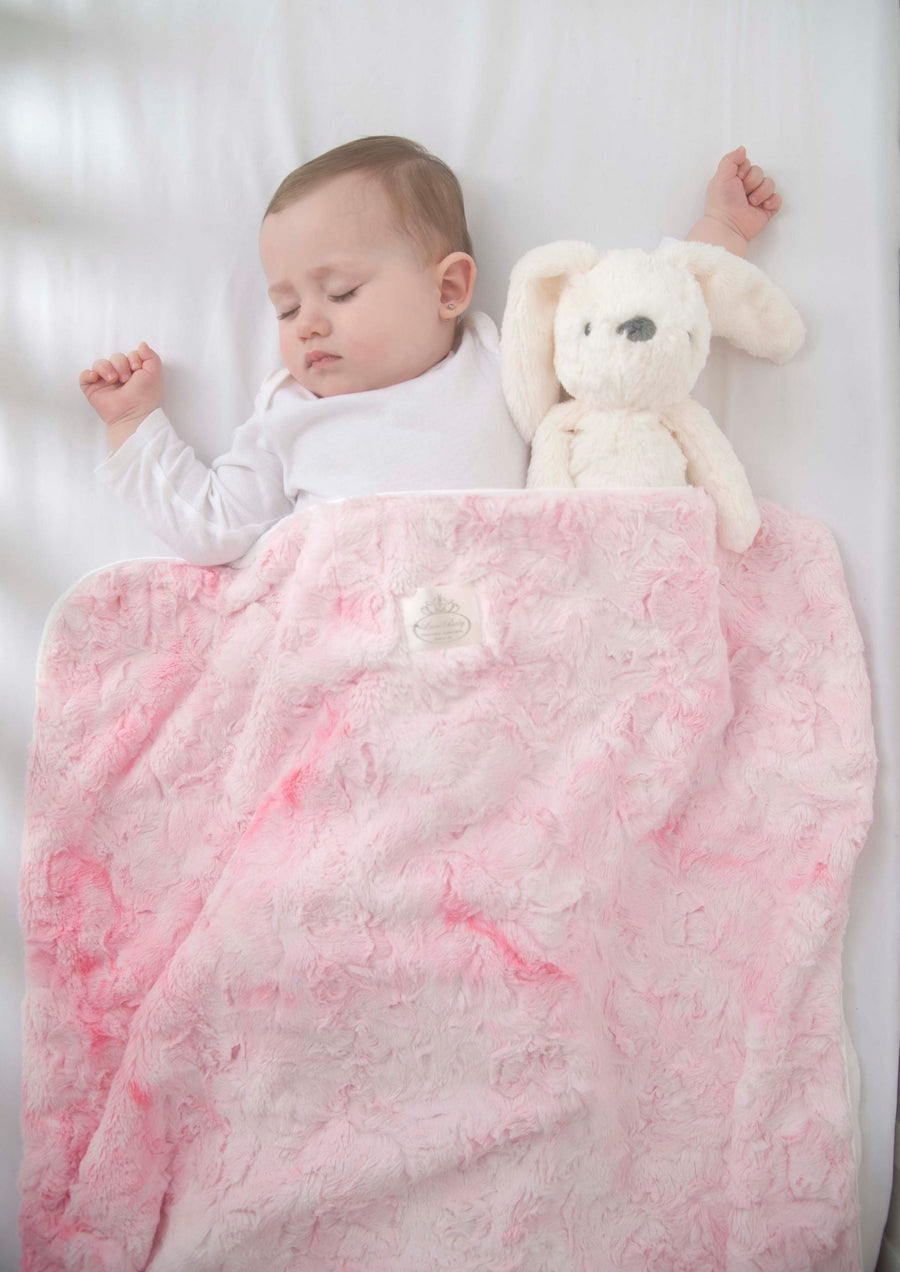 Luxe Baby Tye Dye Pink Blanket - Blush Stroller size