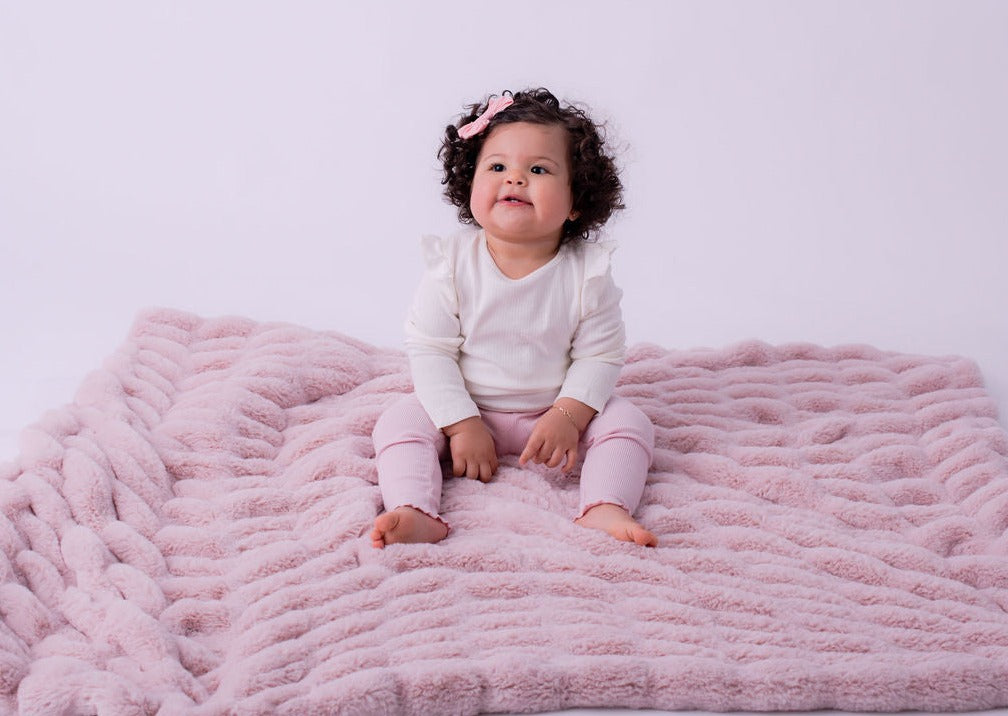 Pebbles Baby Blanket-Blush-Navy & Cream