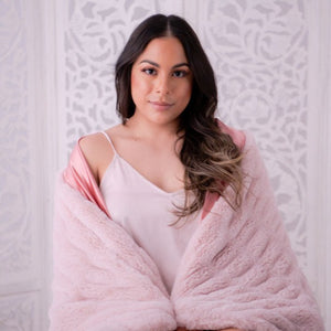 Faux Fur Ruched Throw