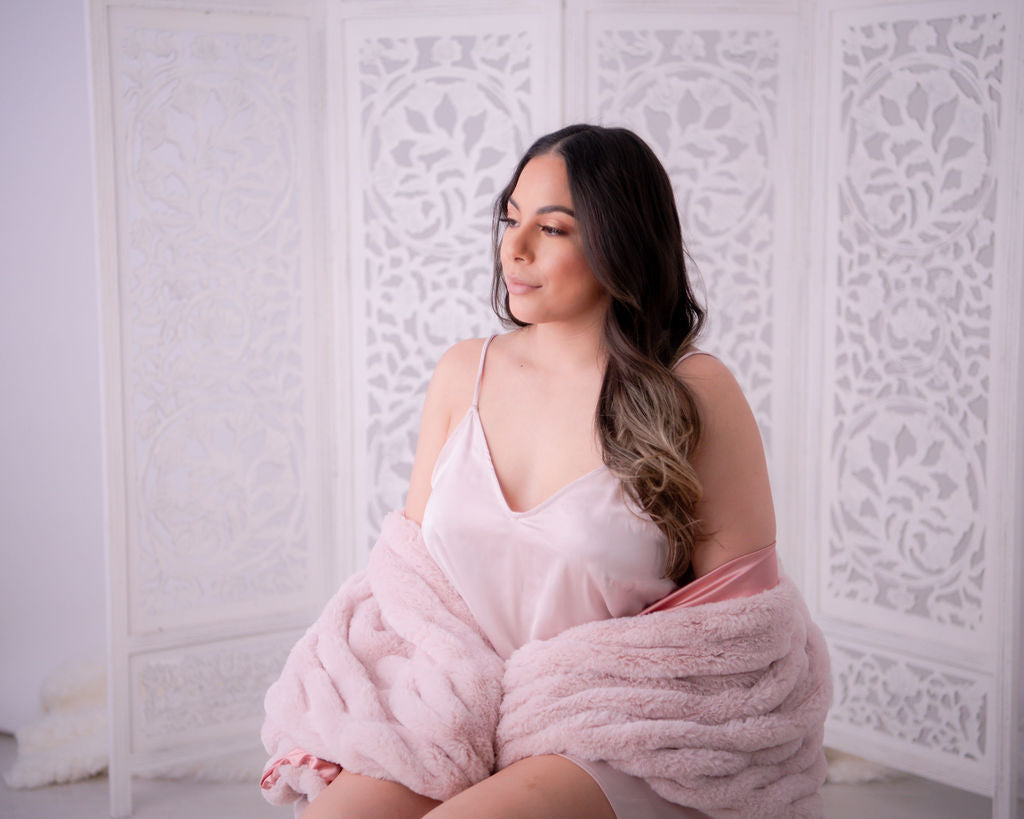 Faux Fur Ruched Throw