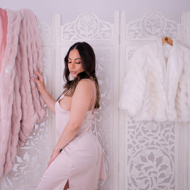 Faux Fur Ruched Throw