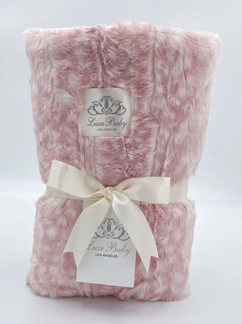 Pink Cheetah Stripes Plush soft baby Blanket